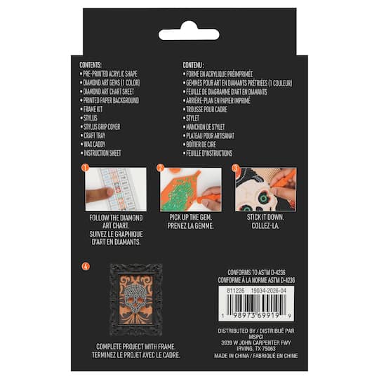 2" x 3" Skull Acrylic Surface Diamond Art Kit with Frame by Make Market®